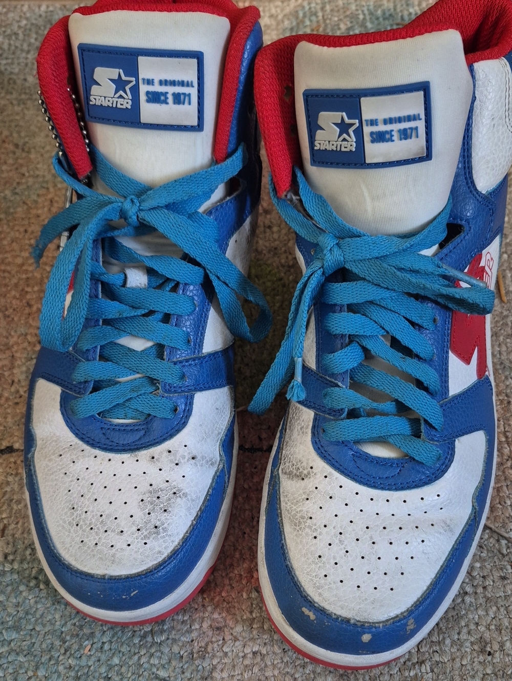 STARTER White, Blue & Red Mens High-Top Sneakers